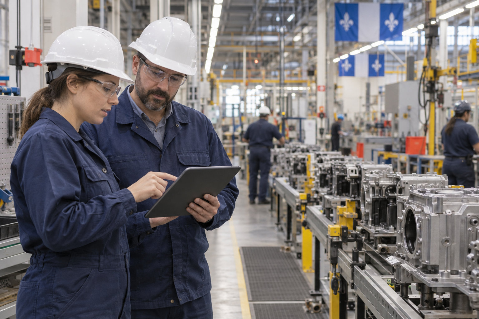 Équipe manufacturière du Québec consultant des données d’opération